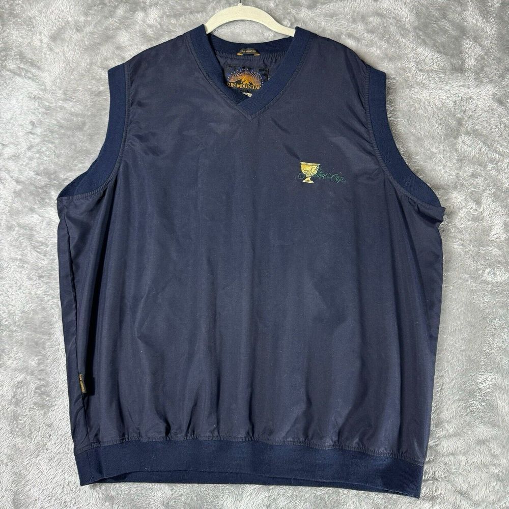 Presidents Cup Vest Mens XL Navy Blue Sun Mountain Golf Windbreaker Pullover